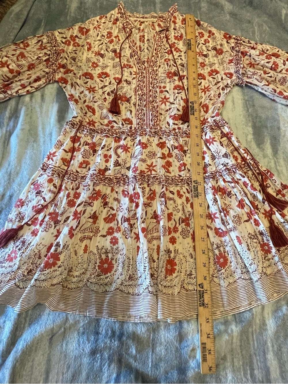 ULLA JOHNSON Marigold Cream Long Sleeve cotton puff ballon sleeve mini dress - Picture 14 of 14